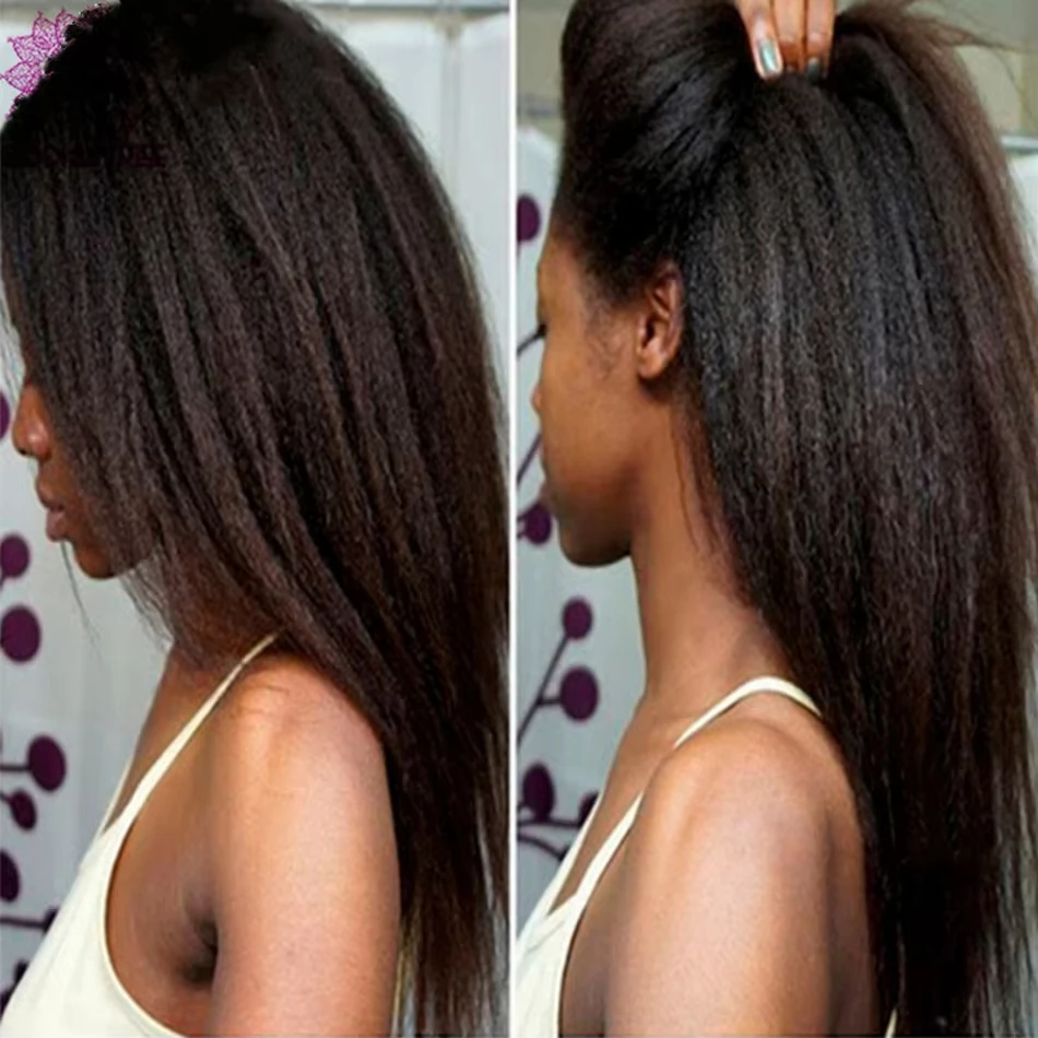 Kinky Straight Human Hair Bundles Remy Hair Weave 1/3 Bundles Deal Unprocessed Tissage Cheveux Humains Natural Black For Women