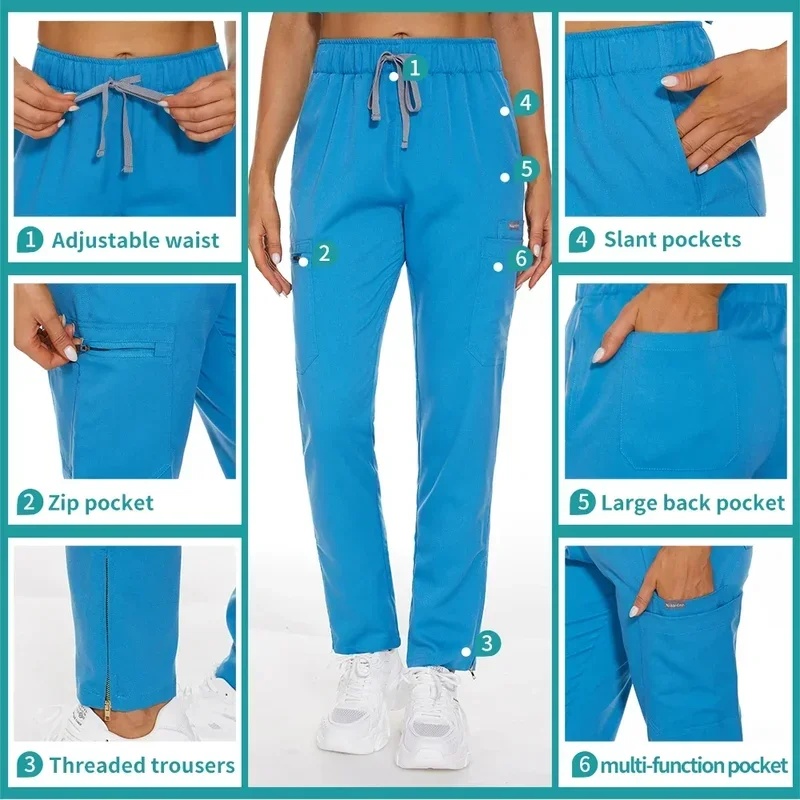 Uniforme médico informal de Color sólido, pantalones de dentista, pantalones de entrenamiento, pantalones de Spa, ropa, pantalones, ropa de trabajo para el cuidado de mascotas, Unisex