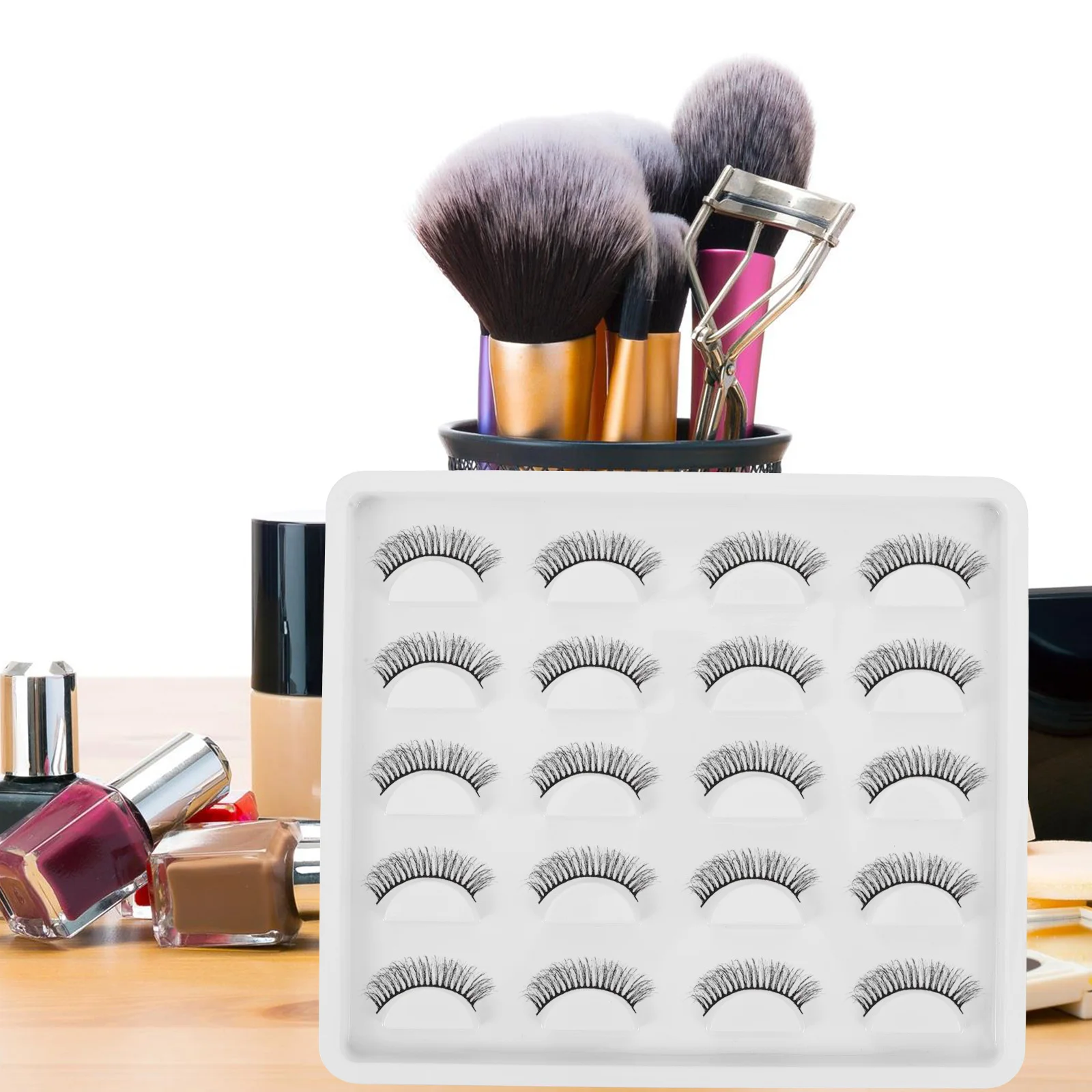 

False Eyelash Tray Kit with Tweezers Lash Holder Lip Stain Organizer Clear Plastic Makeup Storage for Eyelashes Skincare Tools