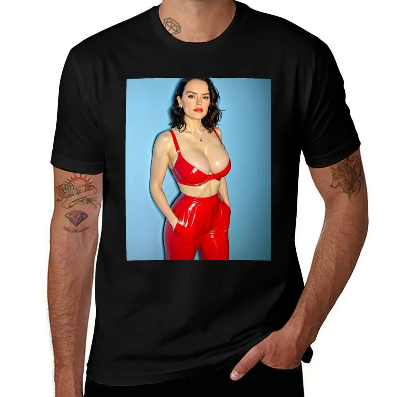 

Daisy Ridley natural beauty T-Shirt animal prinfor boys funny costumes customs design your own men clothing
