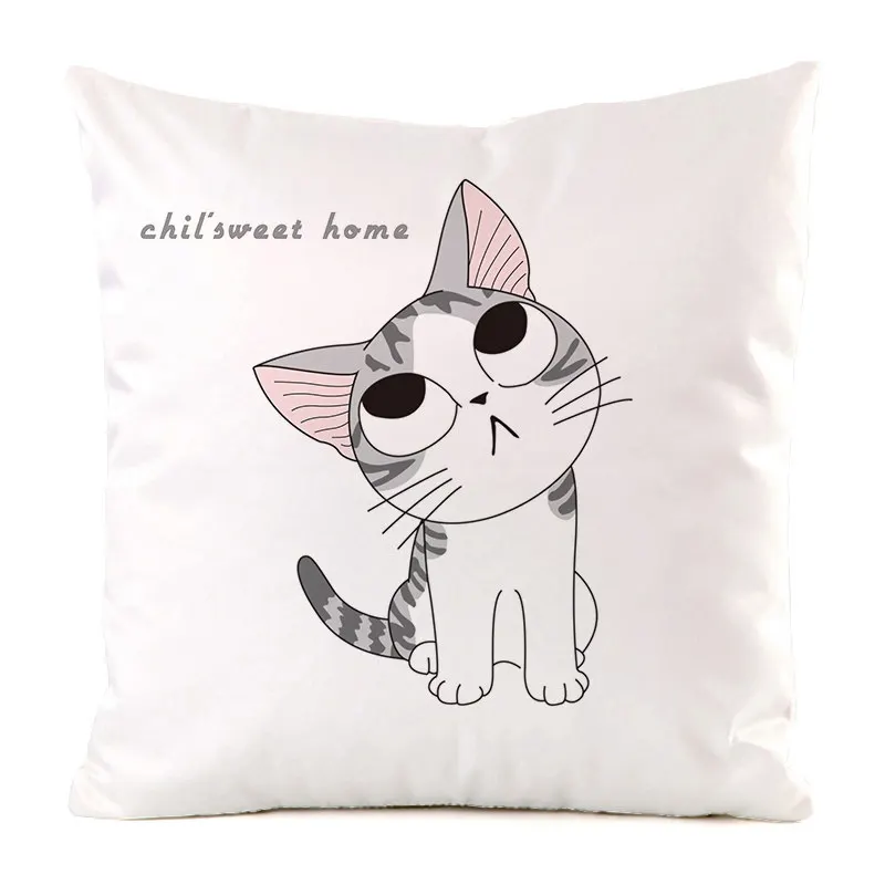 الشمال الحد الأدنى رسمت باليد القط الطباعة الرقمية قصيرة وسائد فخمة يغطي لسيارة أريكة مكتب غطاء الوسادة السلع المنزلية