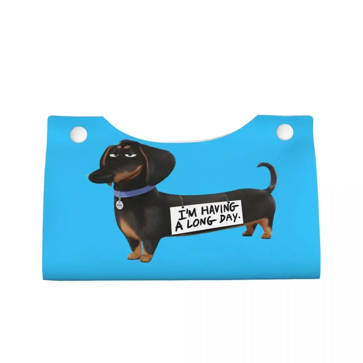 Custom Kawaii Dachshund Facial Tissue Box Cover Rectangular Sausage Badger Wiener Dog PU Leather Tissue Box Holder for Toilet