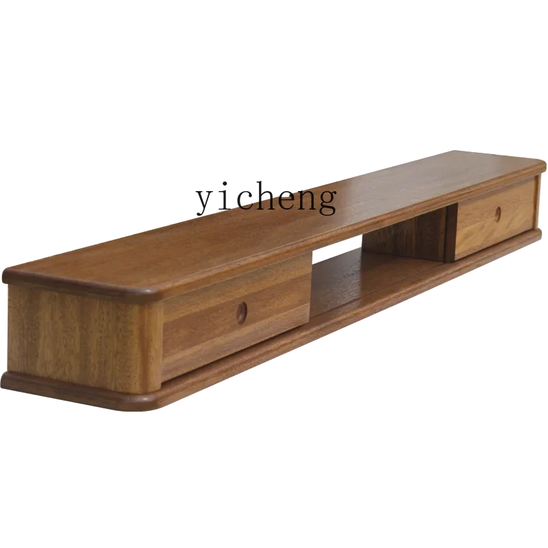 

ZC Modern Minimalist TV Cabinet Wall-Mounted Solid Wood Living Room Wall-Mounted Set-Top Box Rack