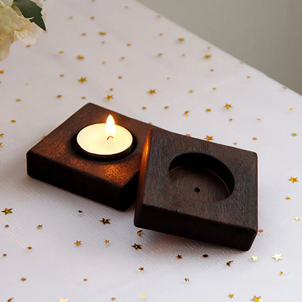 حامل خشبي Tealight حامل نذرية ديكورات المنزل LED أضواء الشاي زخرفة المدمجة توفير المساحة اليدوية