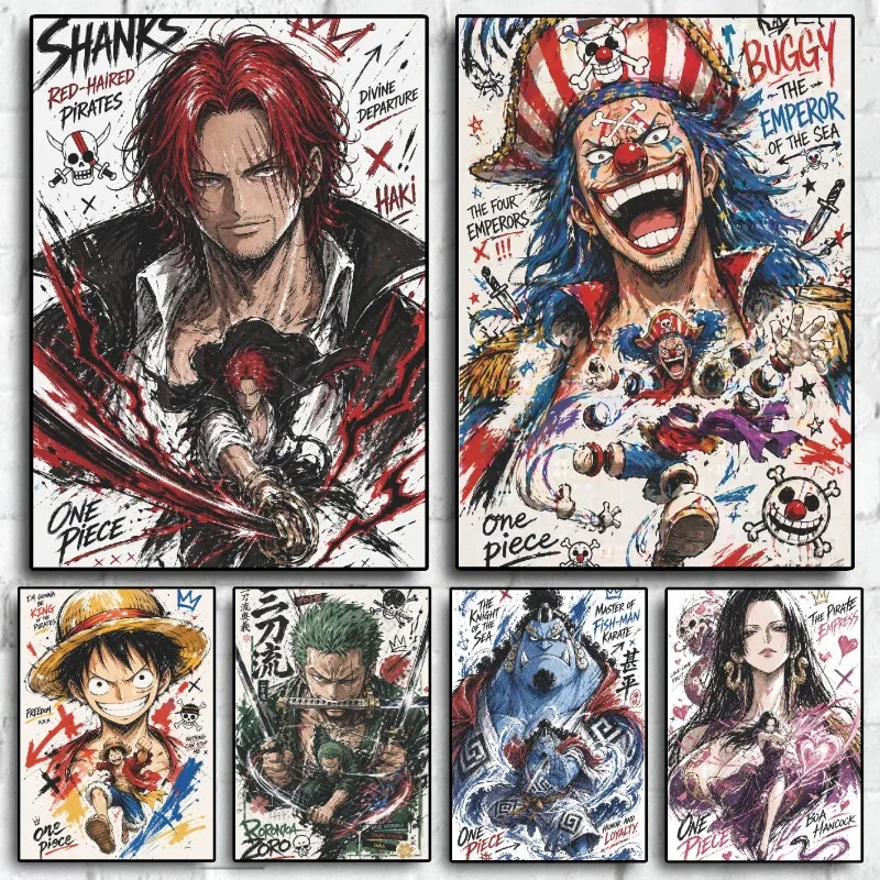 One Piece Anime-Poster Charakter-Kollektion Umgebungsplakate Wohnzimmer Schlafzimmer Hintergrund Wanddekoration Geschenkkollektion