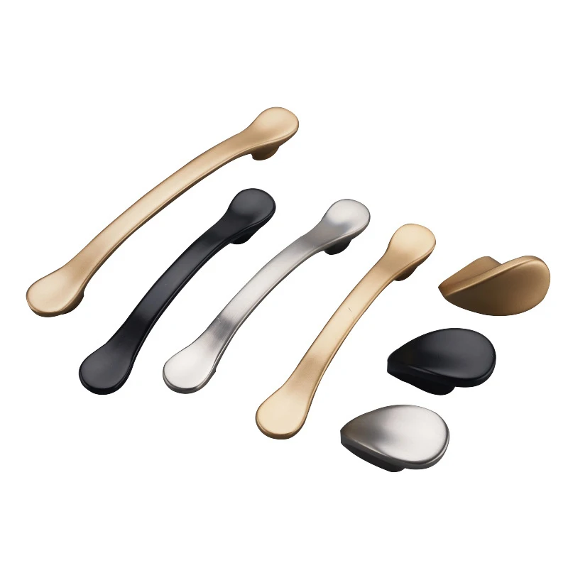 Luxury Matte Black Gold Silver Zinc Alloy Handle Pulls Modern Simple Design for Bedroom Closet Drawer Cupboard Door