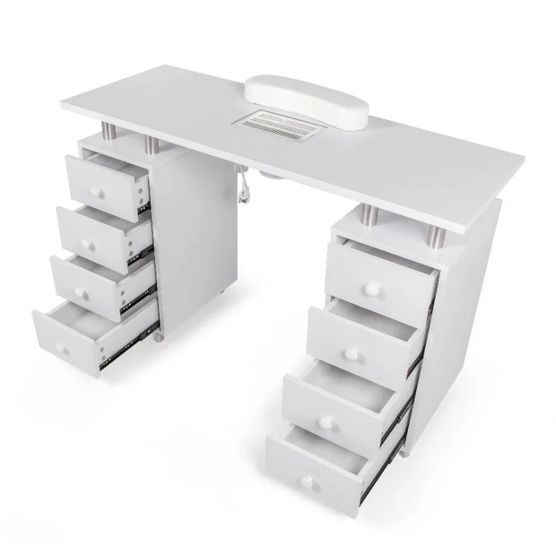 Multi Functional Nail Salon Table Portable Manicure Table Nail Desk Workstation Table Beauty Salon Furniture Iron White Modern
