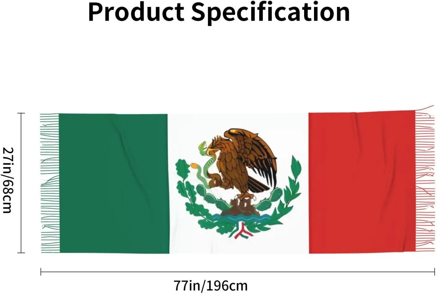여성용 스카프 가볍고 부드러운 스카프 멕시코 국기 숄 겨울 따뜻한 프린지 스카프