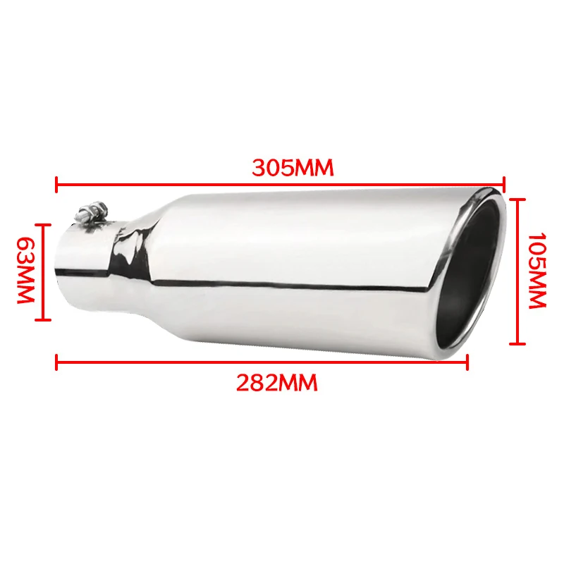 New Universal car straight exhaust tail throat 2.5/3/12 inch stainless exhaust pipe muffler inlet 63mm outlet 105mm muffler tips