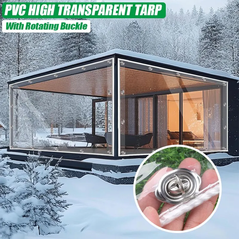 0,35 mm/0,55 mm durchsichtige Plane für den Außenbereich mit Drehverschluss, Terrassen-Pergola-Plane, Vorhang, transparent, robust, aus Segeltuch, wasserdichte Segel – Detail 7