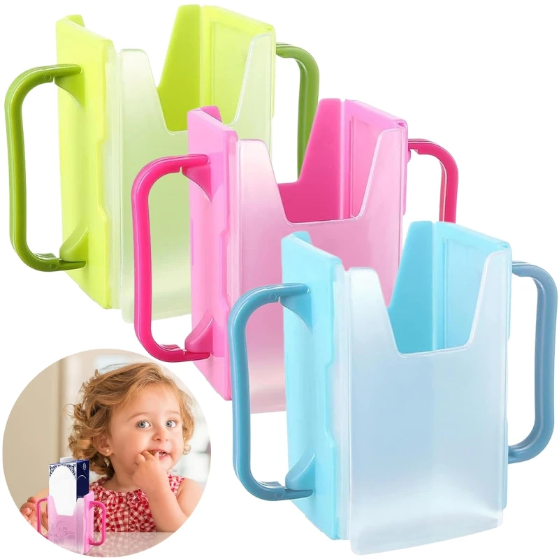 Milk Carton Holder with Handle Reusable Folding Juice Box Bag Holder Adjustable Spill Proof Juices Box Carrier for Toddlers