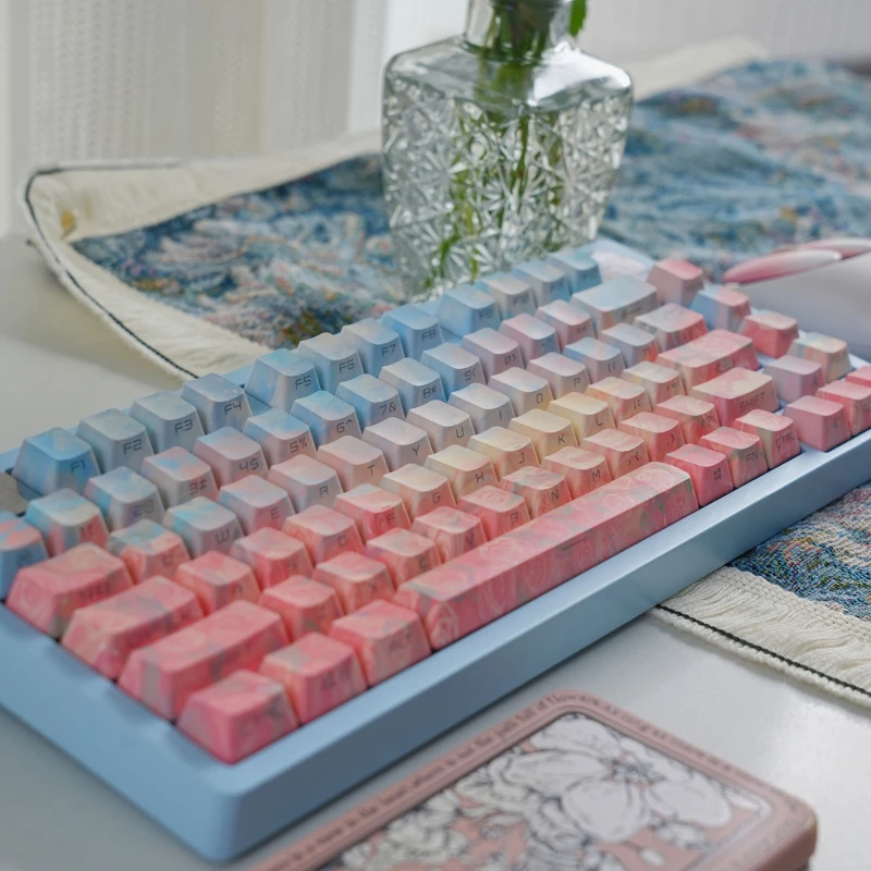 

Rose Coast Gradient Keycap OEM Height 133 Keys Side Heat Permeable Sublimation Mechanical Keyboard Keycaps Accessories Diy Gift