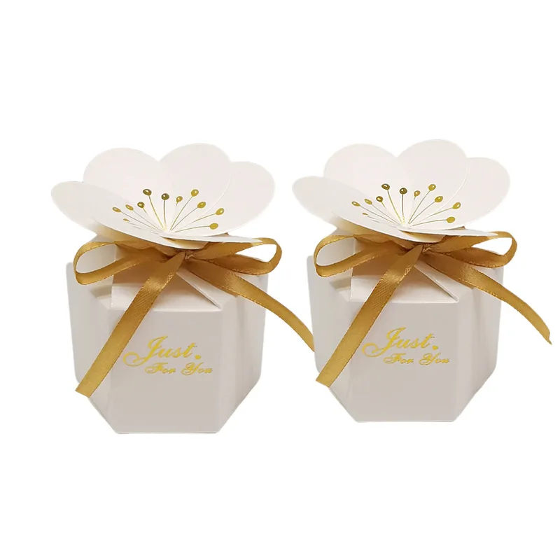 10/20Pcs Sechseckige Papier Süßigkeiten Geschenk Box Mit Band Heißer Stanzen Hochzeit Gunsten Geschenk Verpackung Boxen Für Süße geburtstag Liefert – Detail 5