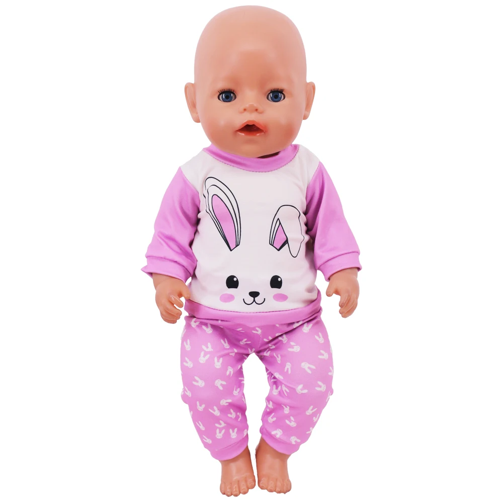 Handmade Crew Neck Pajamas For 18Inch American Doll Accessory Girl 43 cm Baby Born Clothes 43 cm Doll Accessories Our Generation images - 6