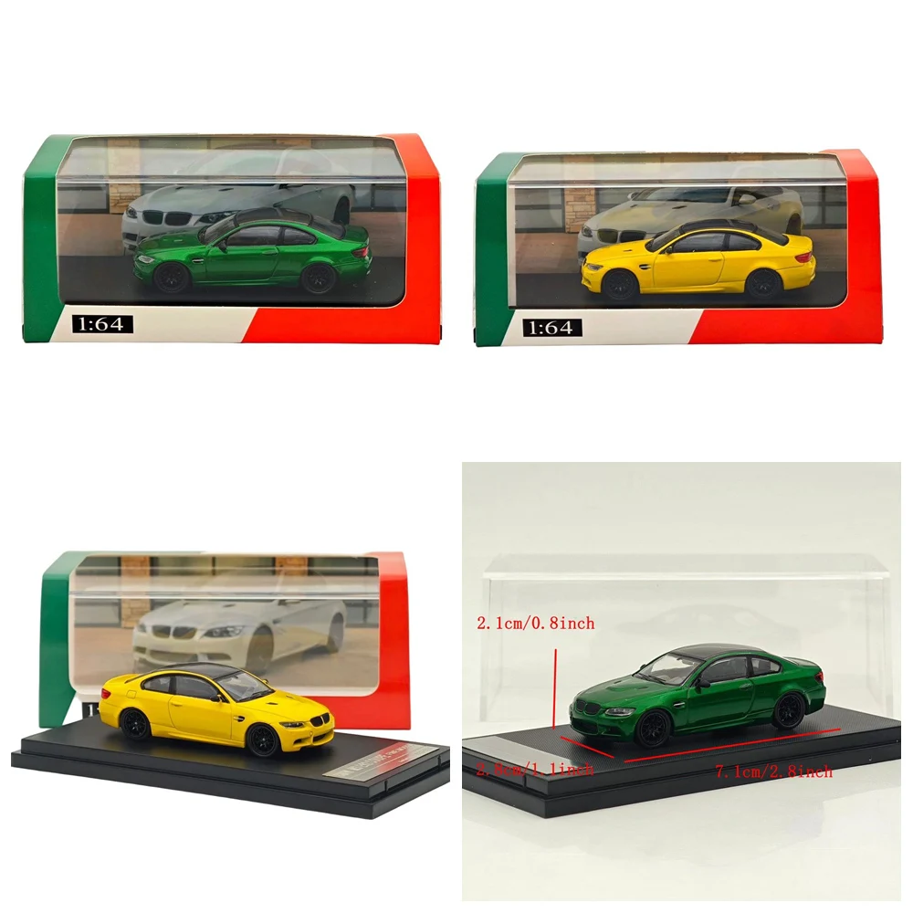 

Fine model 1/64 for M3 E92 COUPE Yellow&Green Diecast Model Car Miniature Limited Collection vehicle toy models