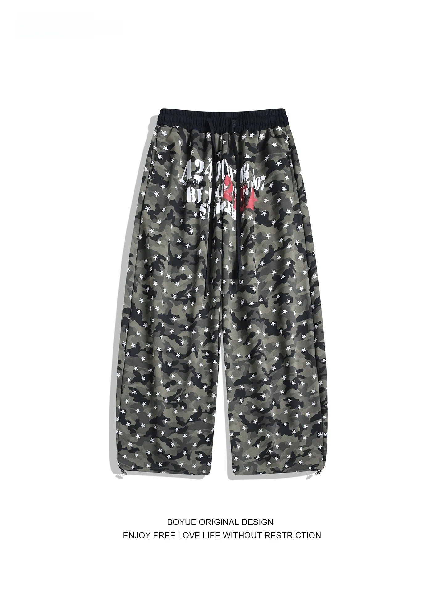 

Спортивные брюки Boyue American Print Camouflage Star Blade: уличные повседневные широкие брюки из комфортного хлопкового смесового материала