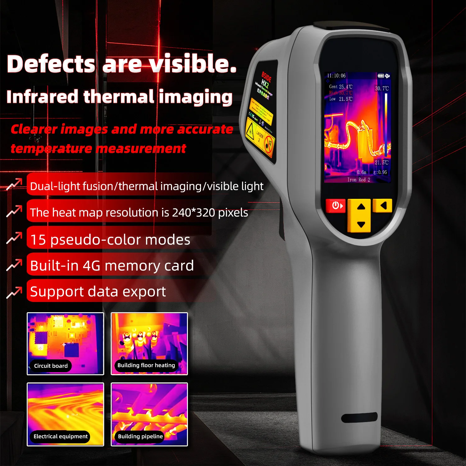 

BSIDE Thermal Imaging Camera HX2 HX4 Handheld Industrial -20-550C HD Resolution PCB Pipe Inspection Fire Safety Thermal Imager