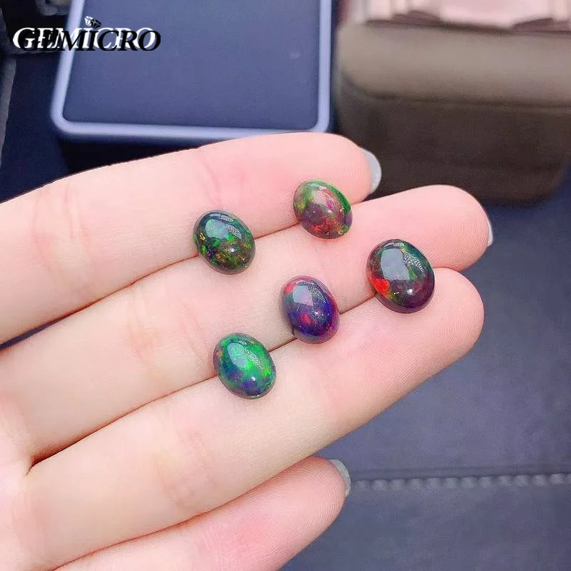 New Ethiopia Black Opal Gemstone Loose 6x8mm Oval Stone for DIY Jewelry