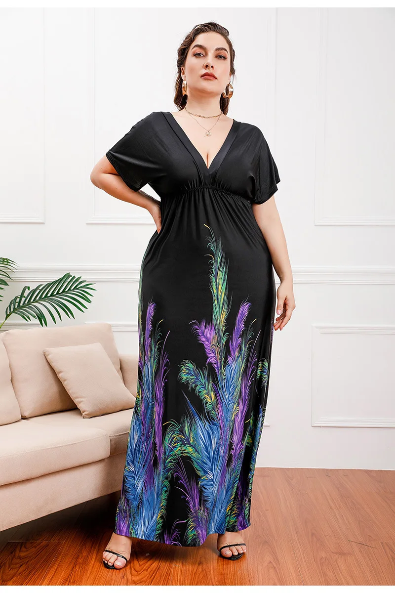 

Large Size Women's Clothing New Extended Ice Silk Dress for Vacation Beach Skirt Medium Length Skirt