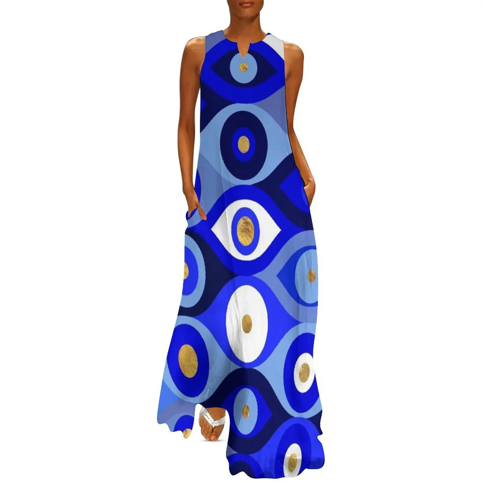 

Greek Mati Mataki - Matiasma Evil Eye blues Long Dress evening dresses women Women dresses summer Dress