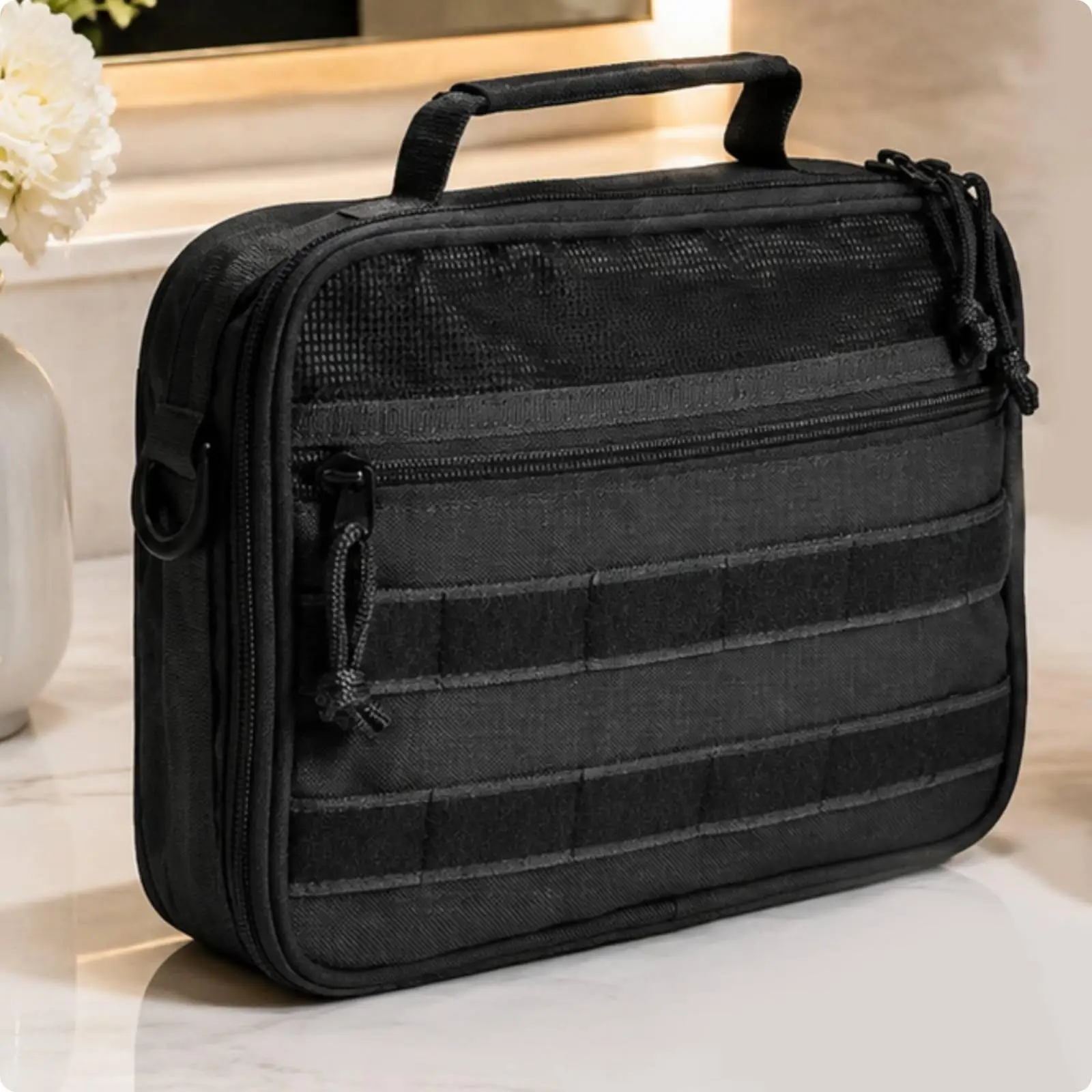 Nylon Outdoor Travel Pouch with Hanging Hook Waterproof Toiletry Bag Organizer for Weekend Getaway and Gym