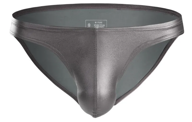 

Shiny PU Leather Briefs for Men Sexy Low Waist U Convex Pouch Underwear Performance Nightclub Underpants Fashion Knickers Hombre