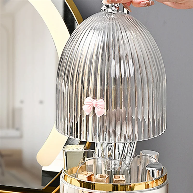 

Makeup Brush Holder 360° Rotating Makeup Brush Holder Dustproof Make Up Brush Container With Clear Acryliccover B