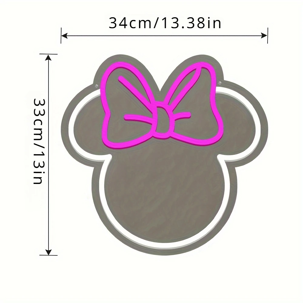 미키 마우스 미러 네온 사인 벽 장식, USB 전원 네온 사인, 바 홈샵 벽 장식, 여아 딸 친구 선물