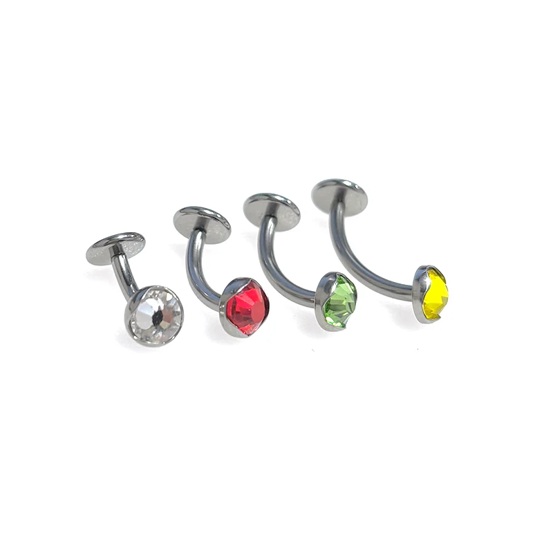 F136 14G Titanium Alloy Wave Zirconium Belly Button Ring Floating Belly Bar Threaded Fashion Piercing Jewelry