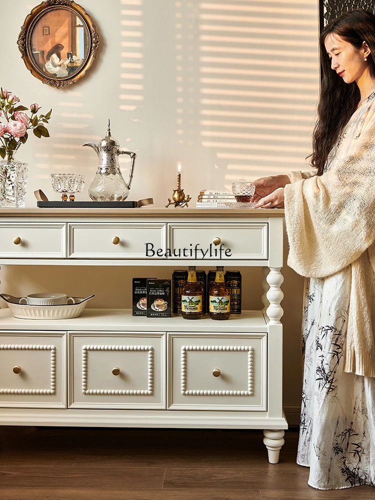 

01White solid wood porch cabinet, home storage, door, living room aisle cabinet