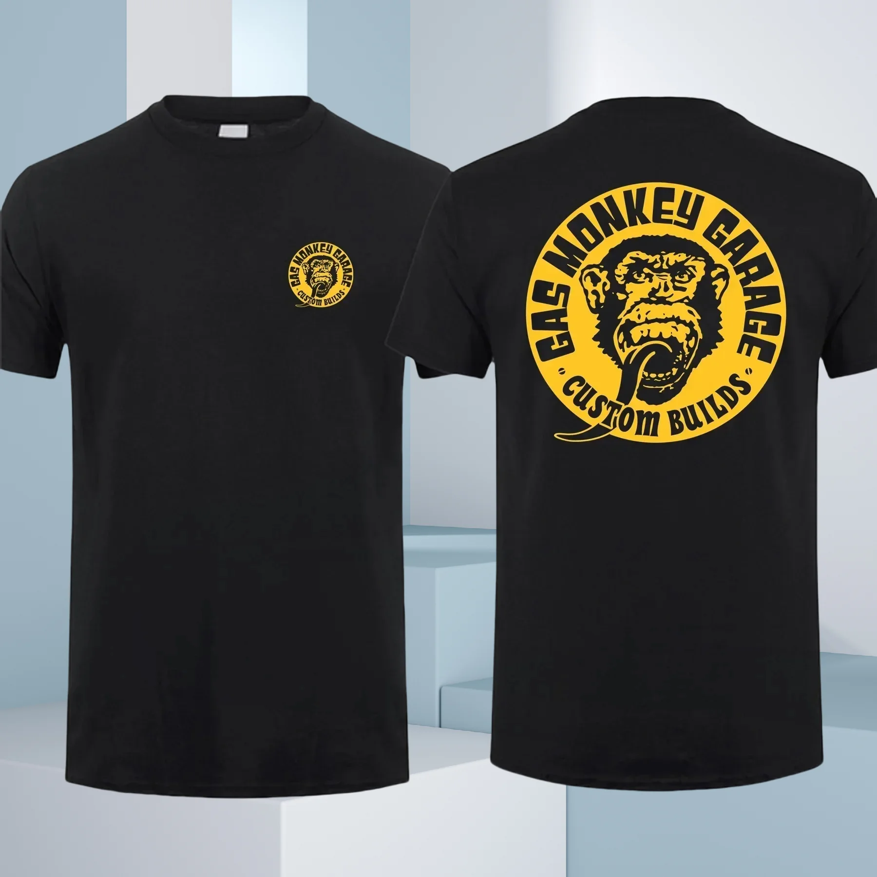 

New Men's Double Sided Gas Monkeys Garage Printed Cotton T-Shirt Summer Short Sleeve O-neck Tees Streetwear Oversized Men's Tops