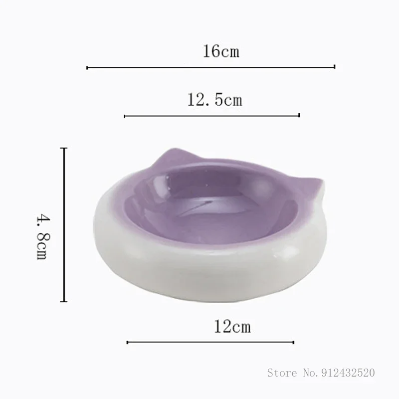 Creative Ceramic Flat Bottomed Cat Ear Shape Food Bowl Dining Plate Anti Overturning Pet Supplies Drinking Bowl 1Pc