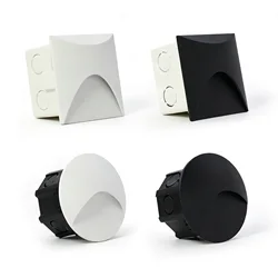 Led Stair Light Step Lights 3W Square Round Recessed Indoor Outdoor Waterproof Staircase Led Wall Lamp For Home Steps Walkway