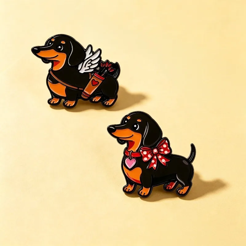 Cartoon Dog with Wings Heart Alloy Brooch Cute Animal Shaped Couple Style Decoration Clothing Accessories Creative Badge Gifts