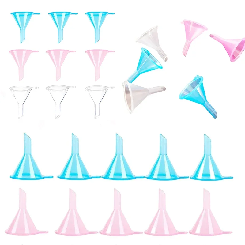 50pcs Small Funnels Clear Plastic Mini Cosmetic Containers Funnels for Science Lab Bottle Filling Liquid Essential Oils Perfume