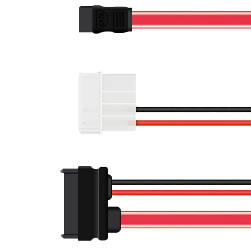 Solid State SSD Data Power Cable, 7 + 6 SATA, Grande 4Pin, X51R2R1