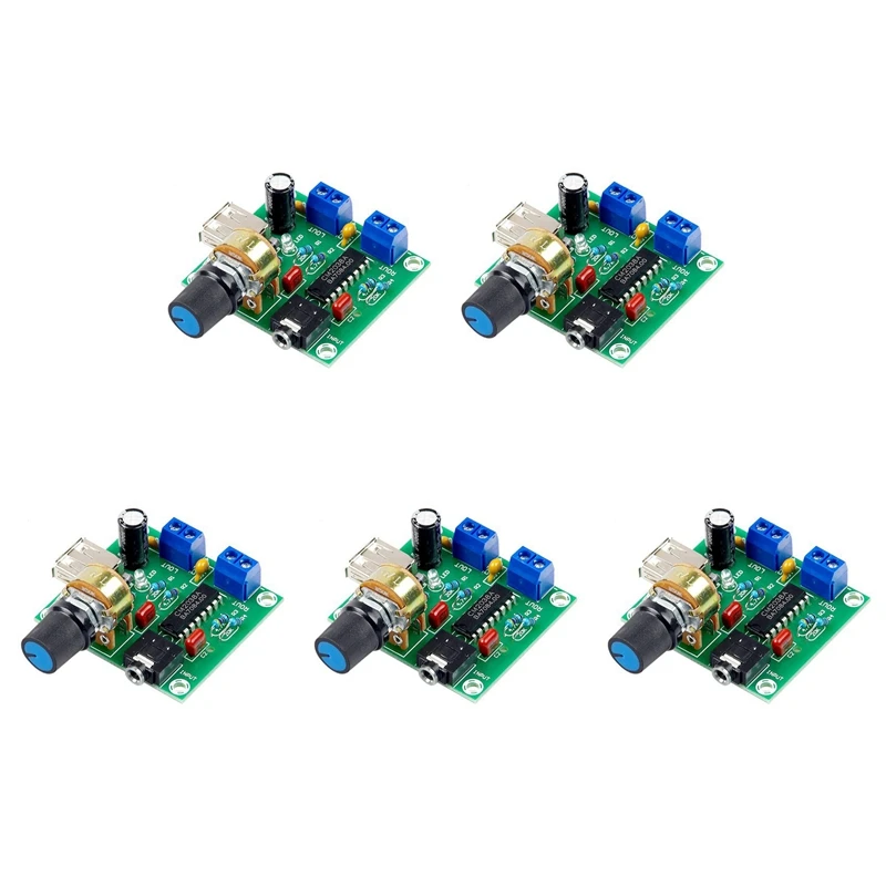 

New-5X Mini Power Amplifier Board 5W+5W Hifi Two-Channel PM CM2038 5V USB Supply Power Audio Amplifier