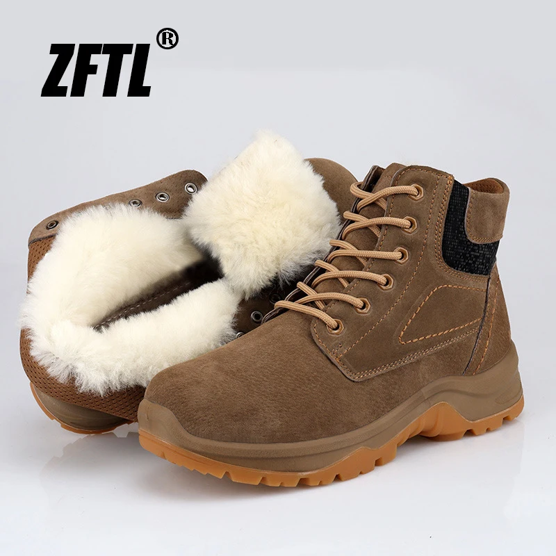 ZFTL New Men\'s Snow Boots Wool Non-slip high-top Casual Outdoor Warm boots Outdoor Warm cotton shoes Winter Thickened wool boots