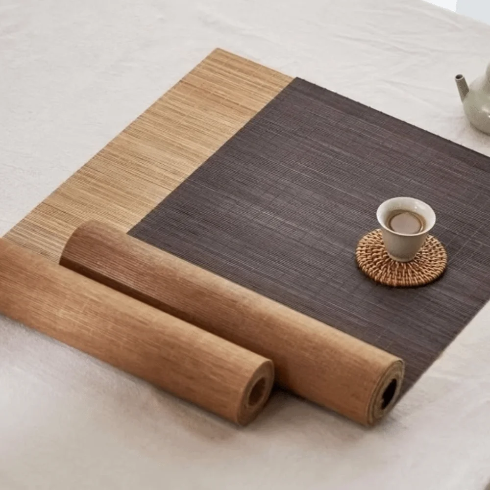 Eco-friendly Japanese Style Natural Bamboo Tea Table Runner Insulated Traditional Tea Table Mat Vintage Cutting Table Pad Cafe