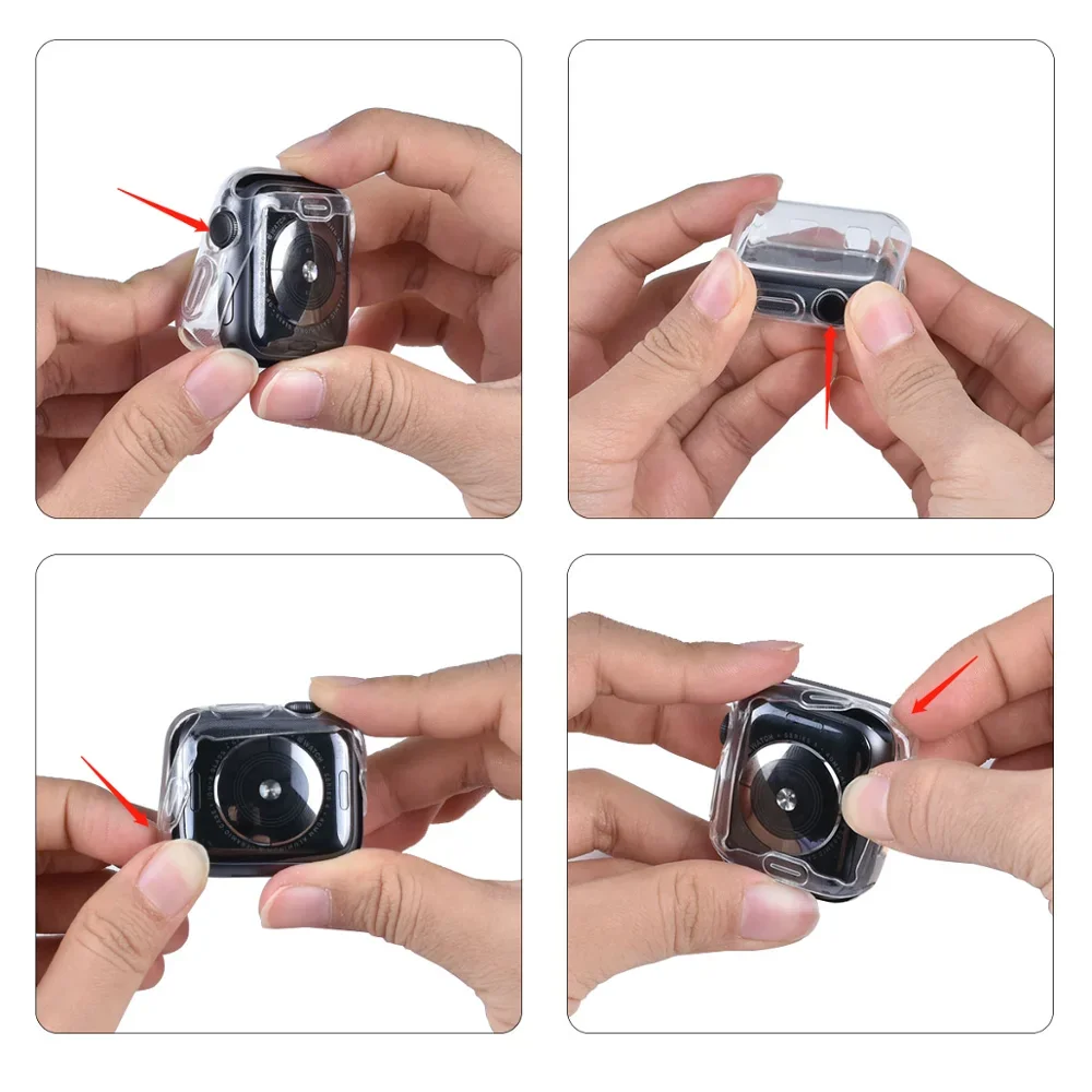 Protective Cover Cases For Apple Watch Series 7 Case Screen Protector For iWatch Series 7 45 44 41MM Case TPU Bumper Full Shell