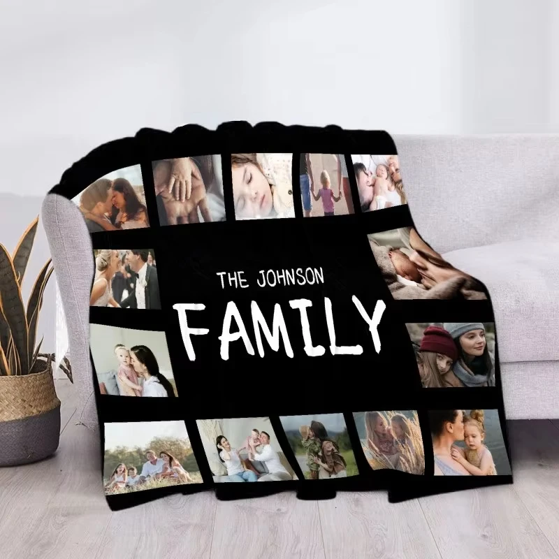 Custom Blanket With Picture Collage Customized Blankets Birthday Souvenir Christmas Gifts Personalized Throw Blanket