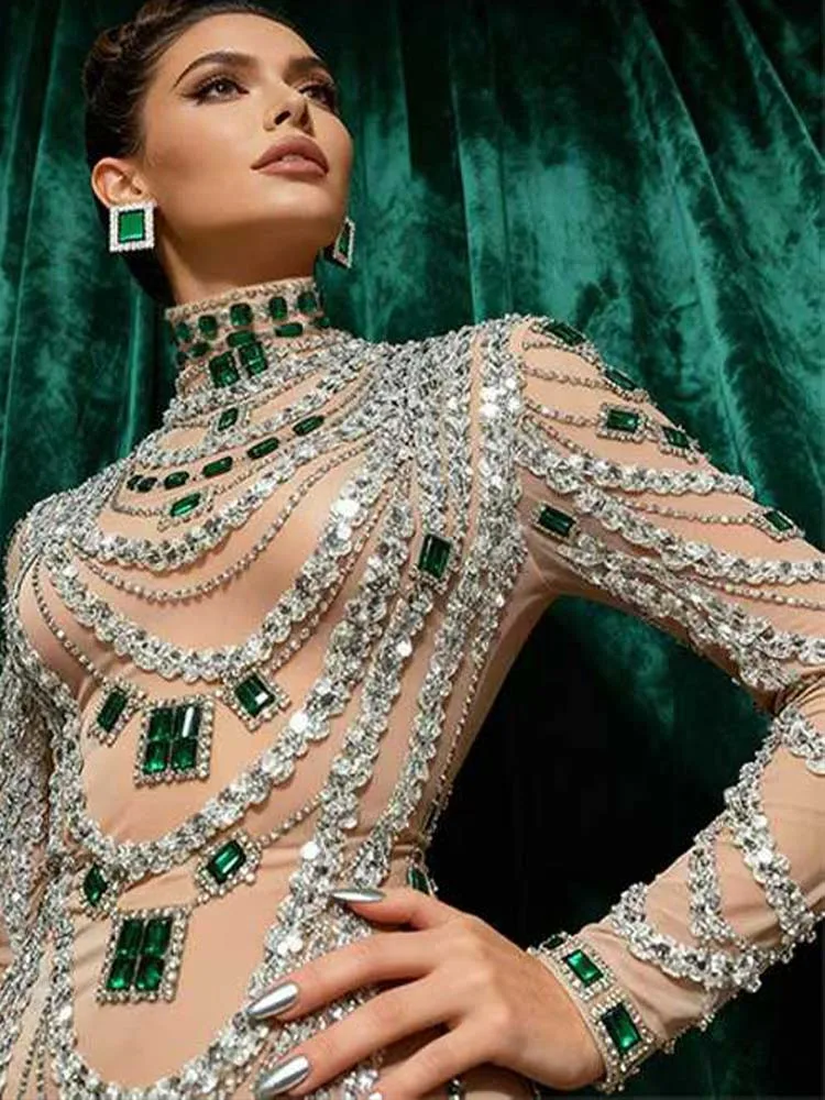 

High Quality Hot Stamping Sexy Elastic Long Sleeved Dress 2025 New Fashion Custom Women'S Clothing