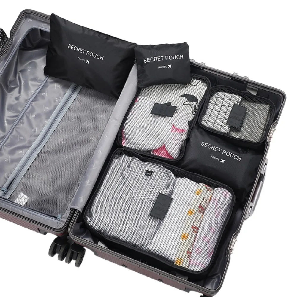6Pcs/Set Space Saving Travel Storage Bag Set Foldable Expandable Luggage Storage Bags Set Washable Dampproof Packing Cubes Bag