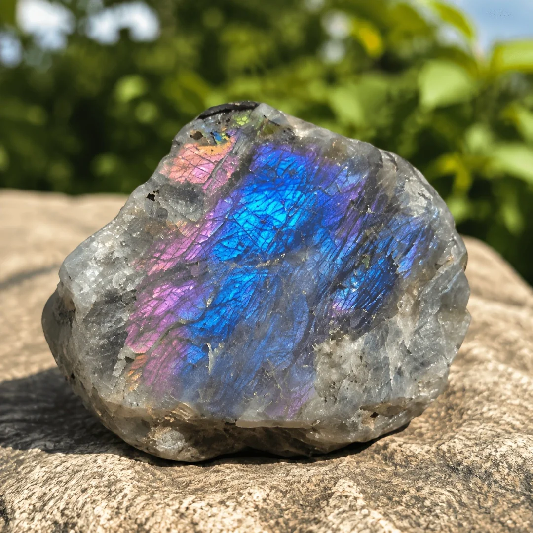 Natural Labradorite Purple Raw Stone, Flash Mineral Specimen, Unpolished Labradorite Crystal Rock, Natural Collector Rock Sample