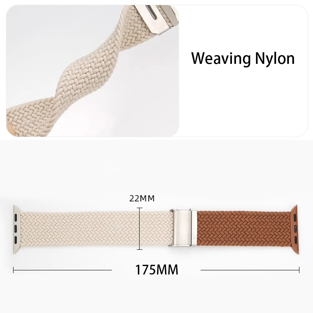 Nylon Stretch Bands for Apple Watch Strap 44mm 45mm 49mm 40mm 41mm 42mm Colorblock Woven bracelet iWatch series 9 8 7 SE 6 5 4 3 image 2