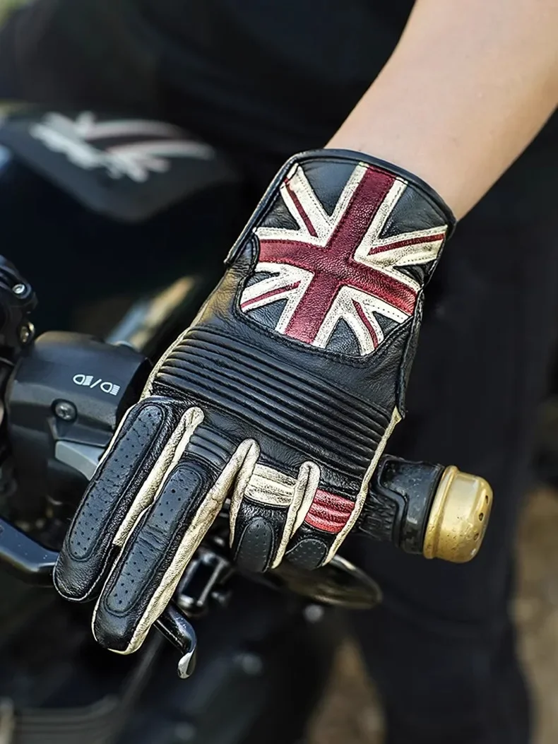 Uglybros Retro Genuine Leather Motorcycle Gloves Scooter Moto Gloves Spring Summer Breathable Protective Unisex Touch Scree