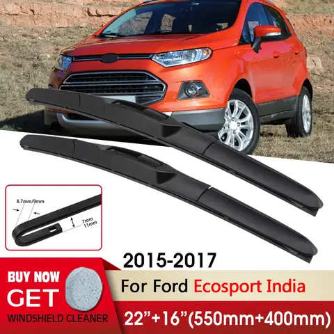 Car Wiper Front Wiper Blade 22"+16" For Ford Ecosport India 2015-2017 Fit U Hook Arm Front Windscreen Wipers Auto Accessories
