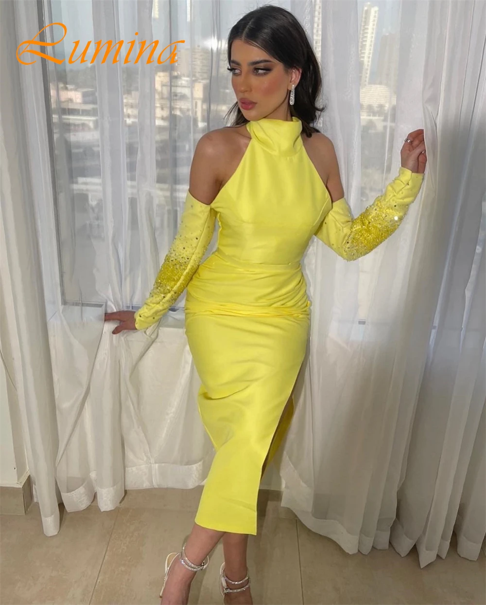 فستان سهرة مخصص عالي الجودة من الساتان أنيق بدون أكمام للحفلات الراقصة فساتين حورية البحر الرقيقة للمناسبات الخاصة