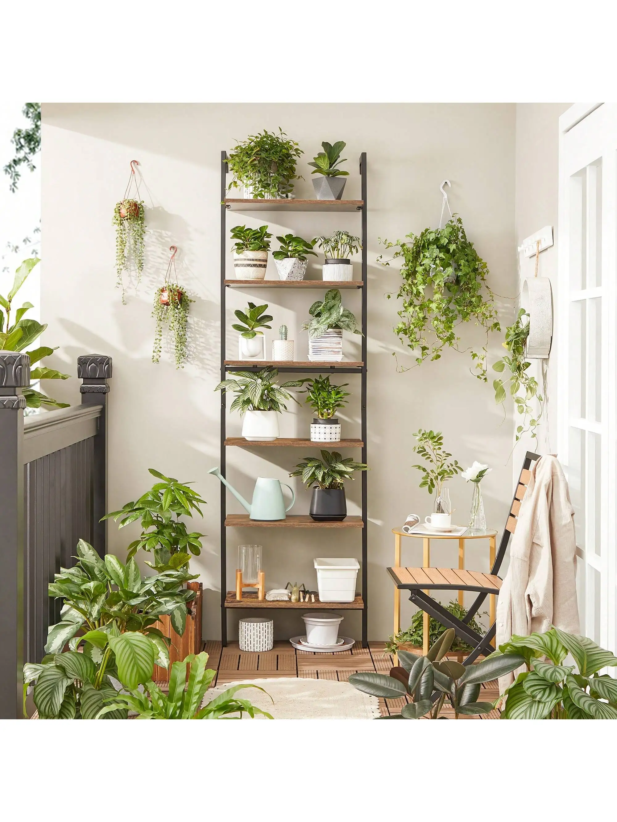 رف سلم VASAGLE ، غرفة معيشة بسلم مكون من 6 طبقات ، مكتب ، مطبخ ، غرفة نوم 30 × 60 × سم.