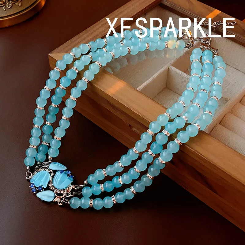 2023  new Multilayer crystal necklace    for  woman   gift